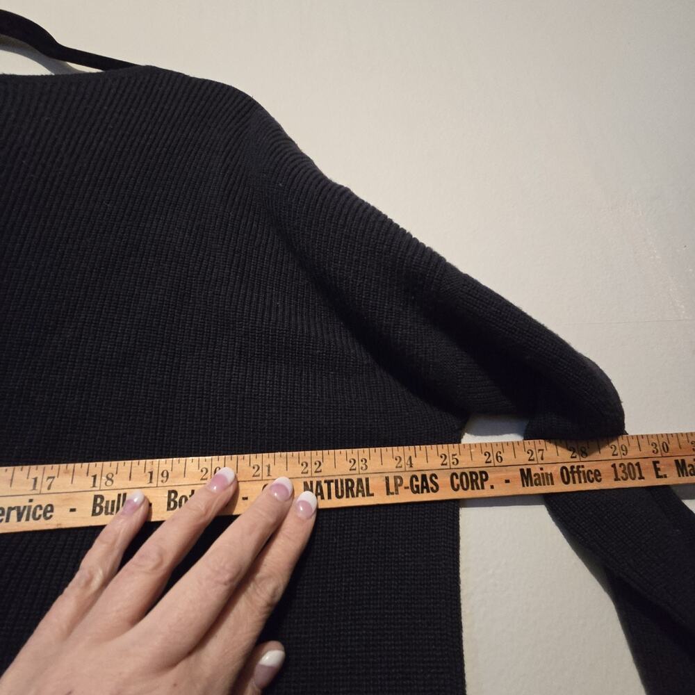 Lafayette 148 Ribbed Knit‎ Dolman Sweater Womens LG Navy Wool Pocket Lagenlook - Picture 10 of 11